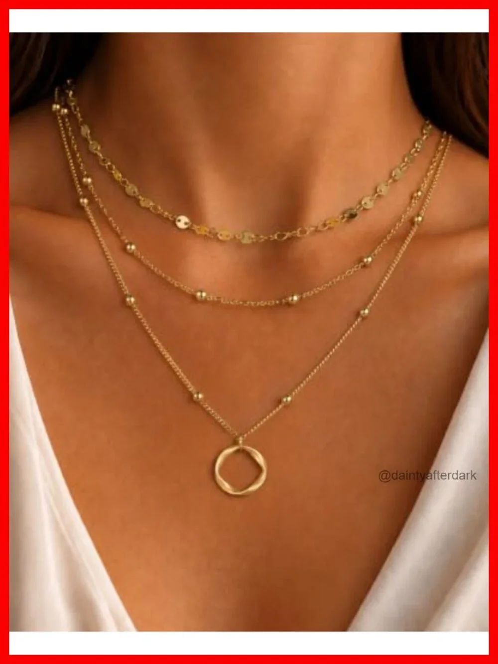 3 Piece 14K Gold Plated Layered Necklace Set for Women | Stackable Pendant